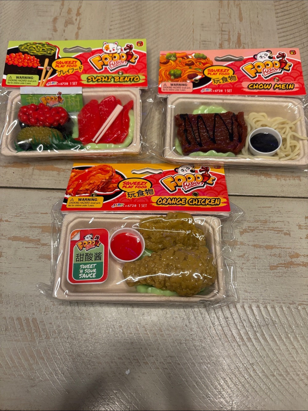 JA-RU Food Fusion Squeezy Play Food Asian Set of 3 Sealed